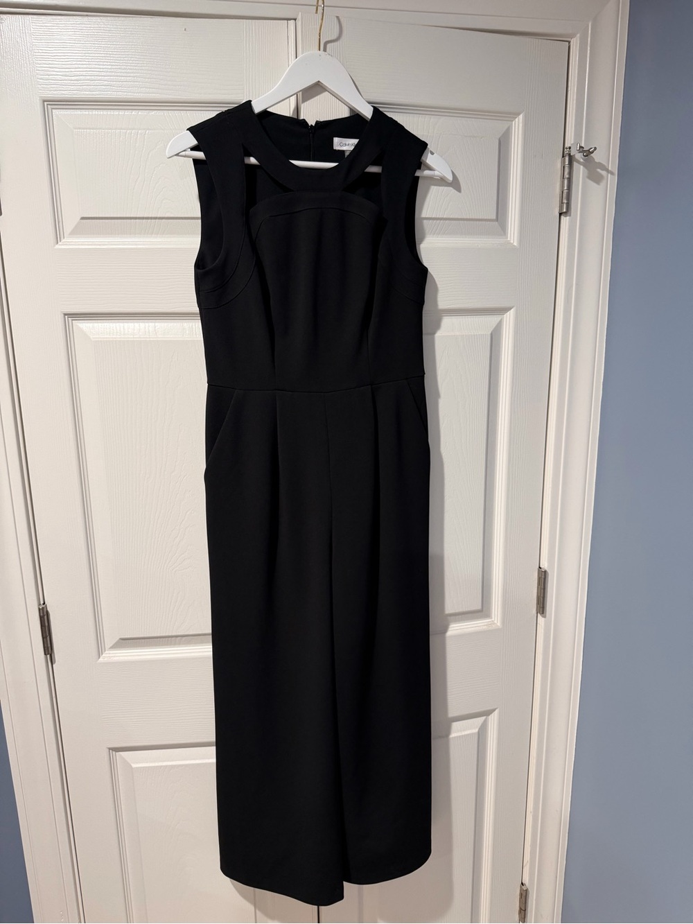 Calvin Klein Black Sleeveless Jumpsuit with Cutout Neckline